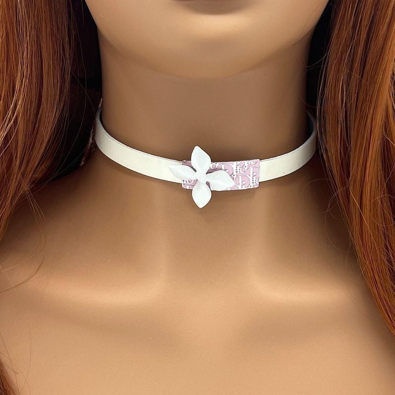 ​Dior Choker Necklace Pink Logo Galliano