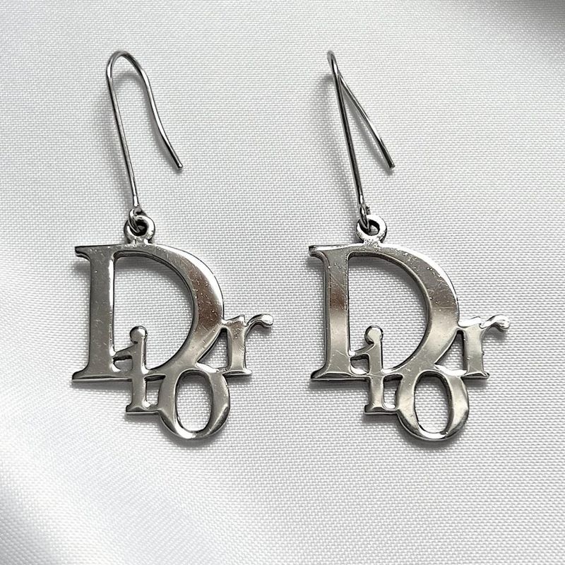 ​Dior Silver Logo Earrings