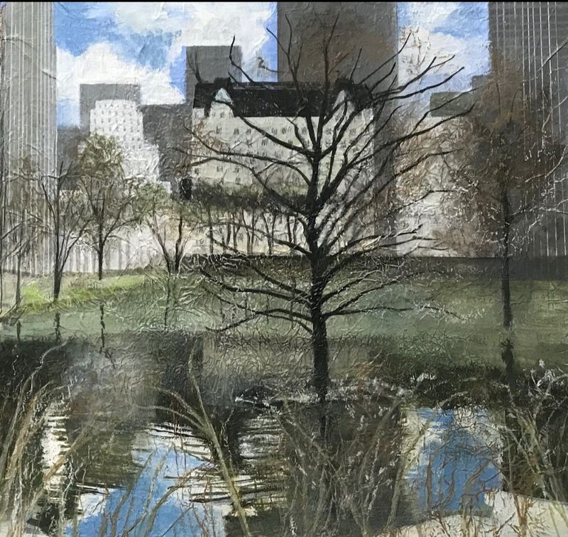 Plaza from the pond