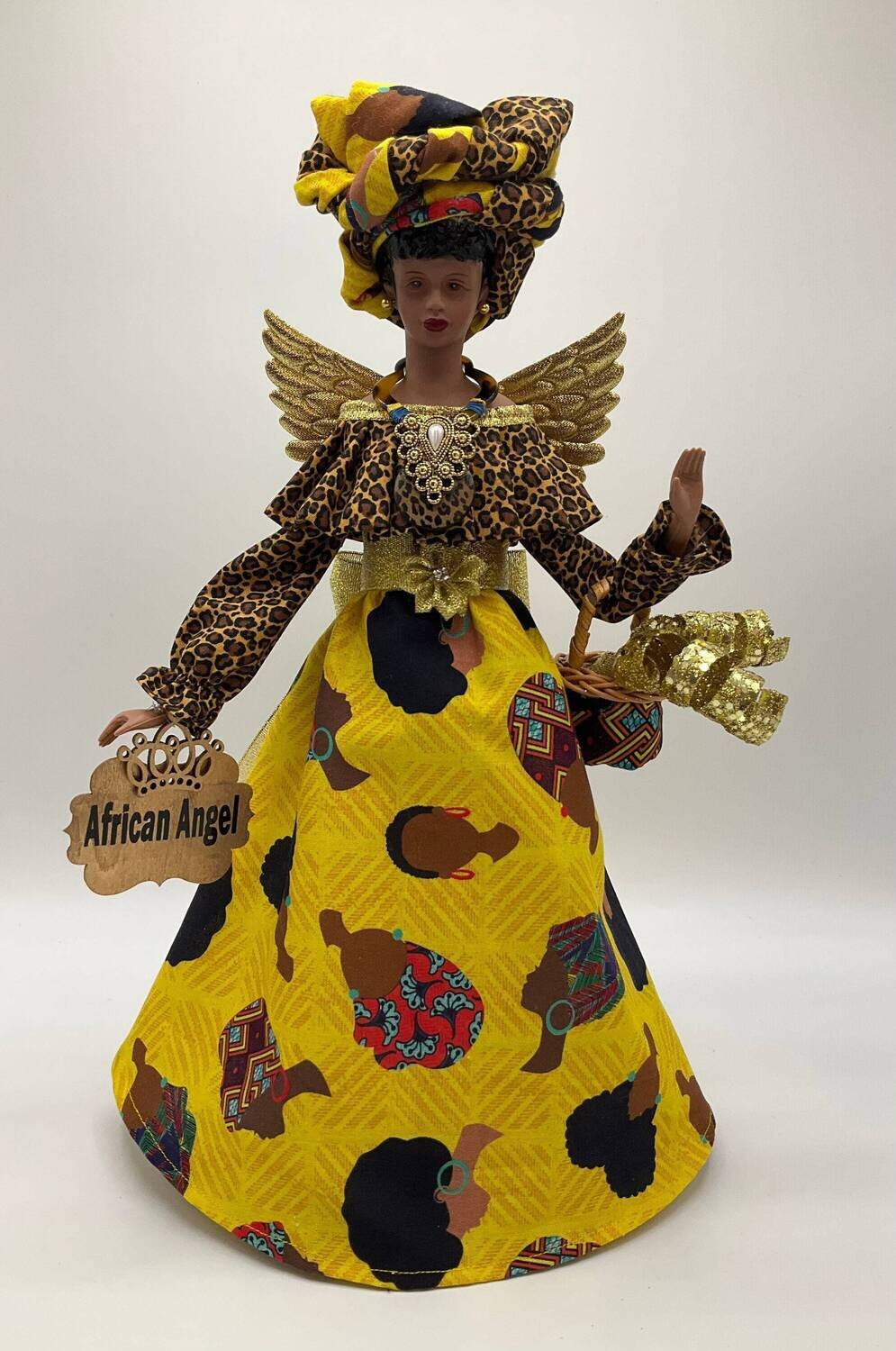 Handcrafted African Angel Tree Topper - Vibrant Yellow Pride, Joy and Beauty