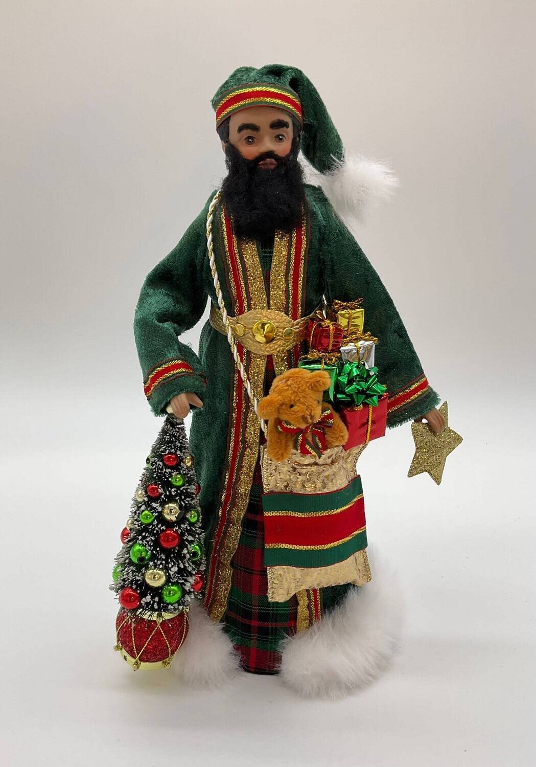 Black Santa Claus, Afrocentric Santa - Emerald Green