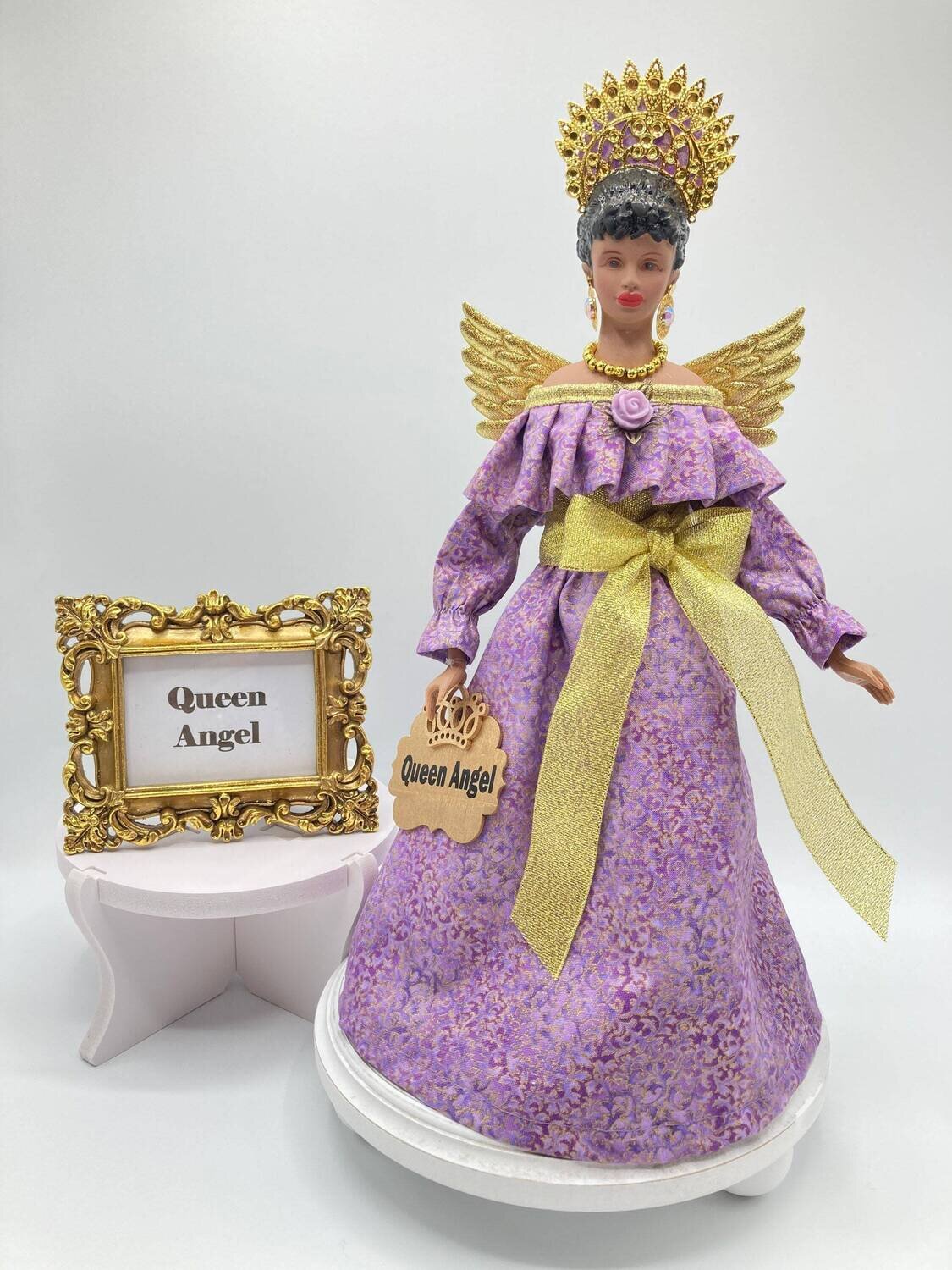 Lavender and Gold African American Christmas Angel Tree Topper