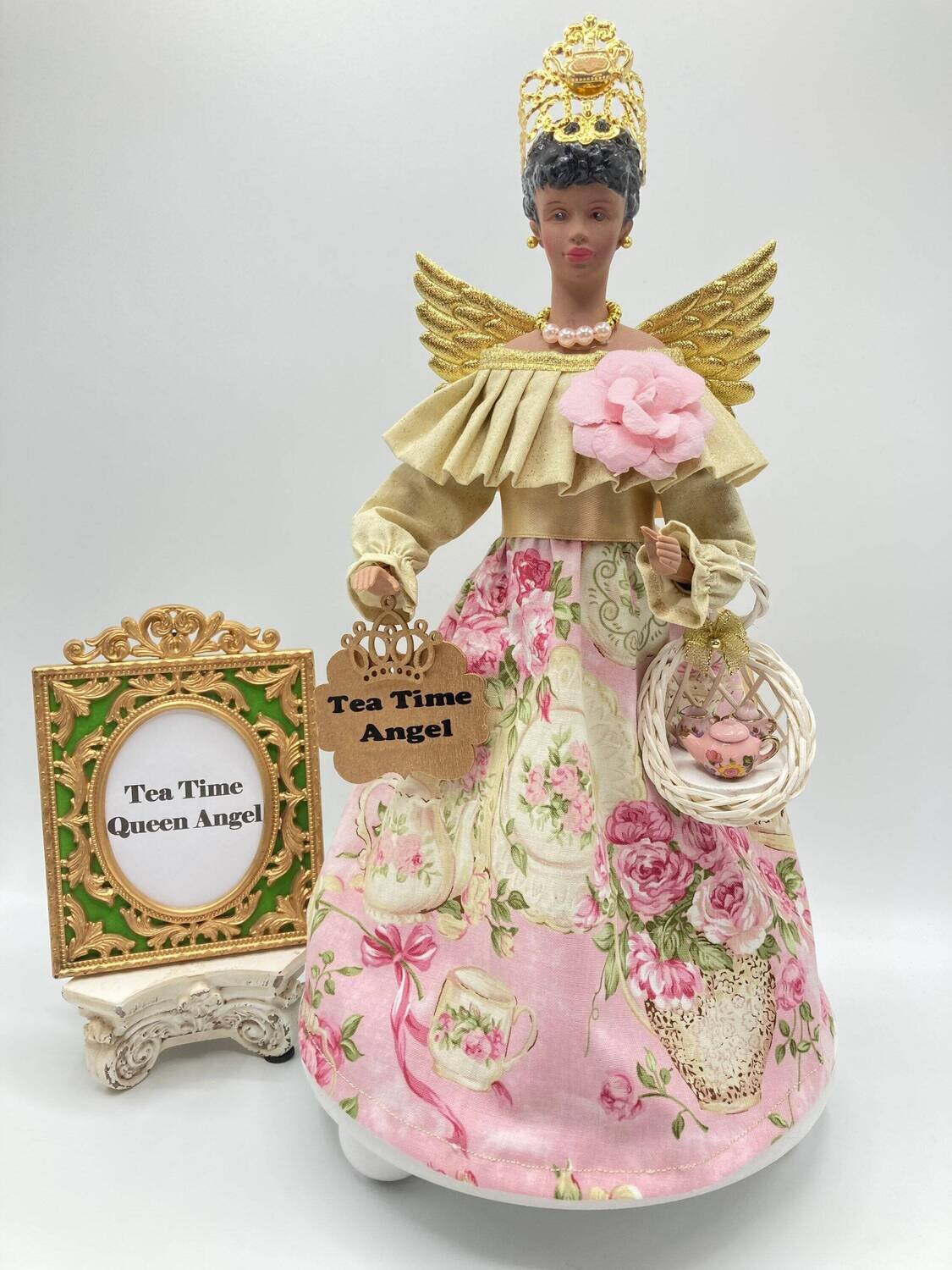 Black Angel Tree Topper and Mini Tea Set - Pink, Cream &amp; Gold