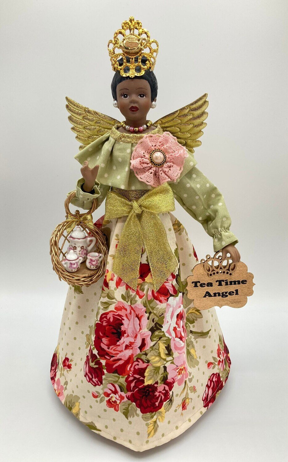 Porcelain African Angel Tree Topper, Porcelain Tea Set