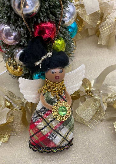 Christmas Plaid Angel Ornaments, Handmade Angel Ornaments - BeYouTiFul Angels, Select Your BeYouTiFul Angel: Plaid - Light Complexion