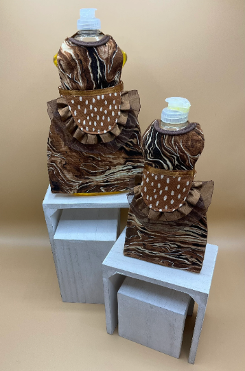 Coffee Themed Home Decor, Dish Detergent Dress, Soap Bottle Apron, Dish Soap Bottle Apron - Always Time for Coffee, Select your Chic Coffee Design: Small - Mocha Frappe