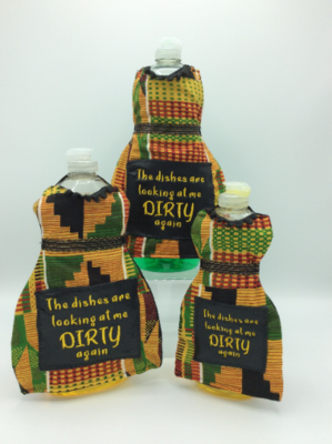 Dish Detergent Dress, Kente Fabric, Dish Soap Apron, Kente Cloth Gifts, Housewarming Gift, Gift for Mom&#39;s Kitchen, Embroidered Gift