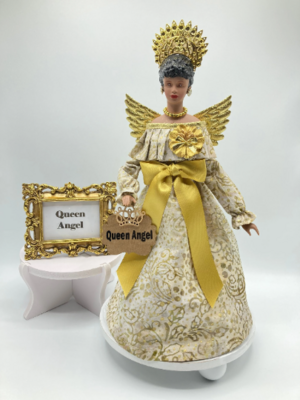 Gold Angel Tree Topper, Black Angel Tree Topper, Christmas Angel with Gold Wings