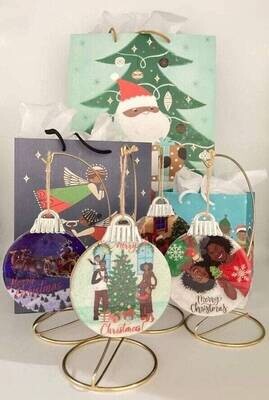 African American Hand Painted Holiday Christmas Ornaments
