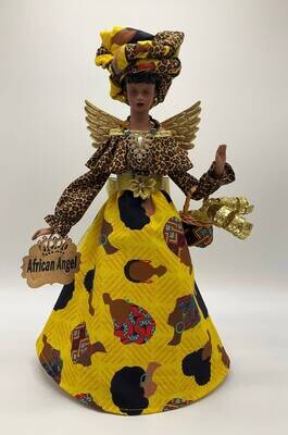 Handcrafted African Angel Tree Topper - Vibrant Yellow Pride, Joy and Beauty
