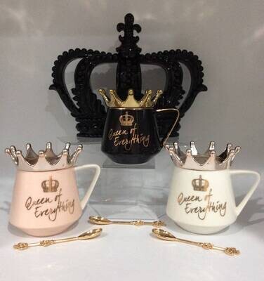 Queen of Everything Coffee Tea Gift Cup with Crown Spoon