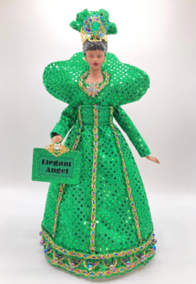 Emerald Green Angel Tree Topper, African American Angel, Christmas Tree Topper, Christmas Centerpiece - Queen Angel