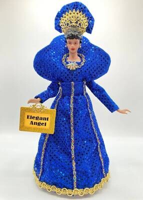 Elegant Angel Tree Topper - Royal Blue Sequin Gold Holiday Tree Decor