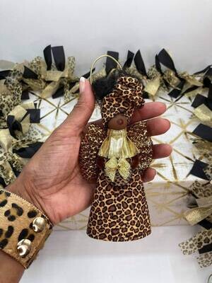African Ornament, Ornament, Ankara, Afrocentric, Christmas Ornament, Angel, Holiday Decor, Cloth Doll, Handmade Ornament, Kwanzaa, Leopard