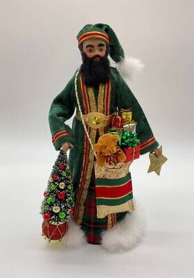 Black Santa Claus, Afrocentric Santa - Emerald Green