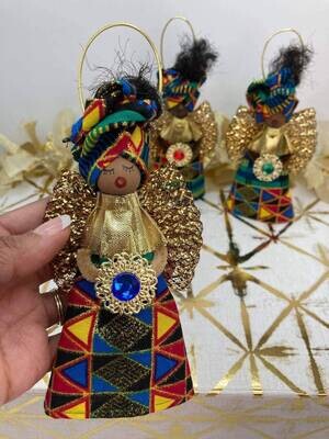 Blessed Angel Afrocentric Ornament - Emerald Green Triangle
