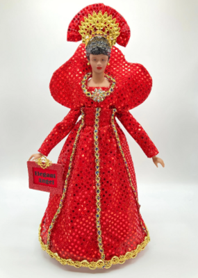 Elegant Red and Gold Angel Tree Topper