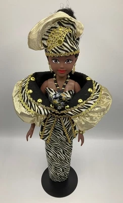 Black Fashion Doll - Metallic Gold Zebra Print
