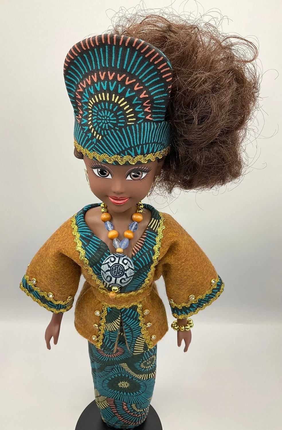 Black Fashion Doll - Teal Gold Mustard