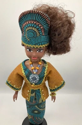 Black Fashion Doll - Teal Gold Mustard