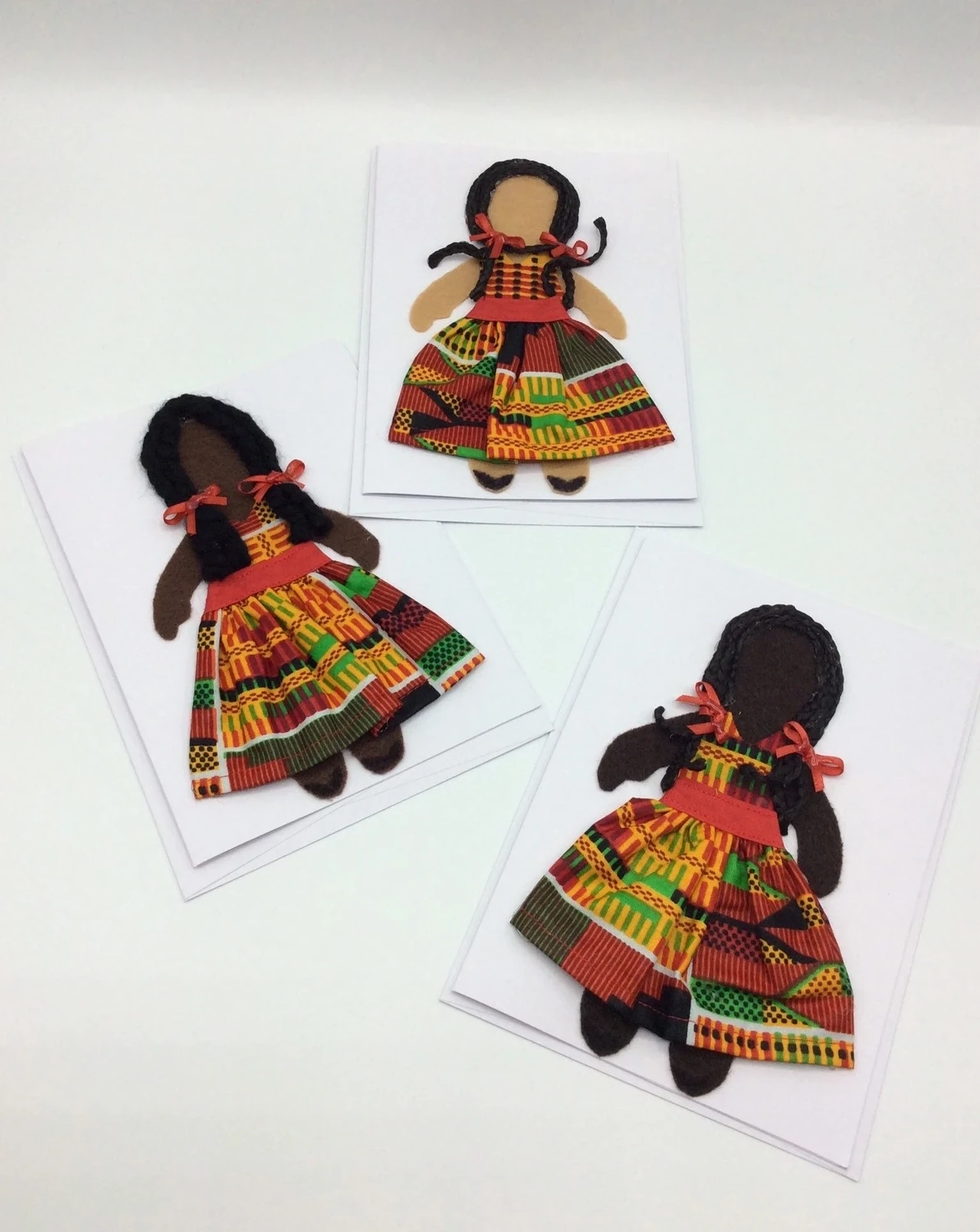 Handmade Blank Greeting Cards, Ankara Kente Fabric, Blank Note Cards, Black Girls  - Kente Fabric Red