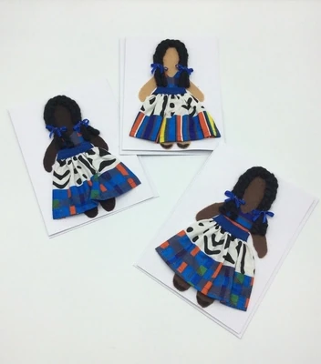 Handmade Bland Notecards in Mudcloth fabric, African American Greeting Cards, Blank Greeting Cards, Birthday Cards - Mudcloth Blue