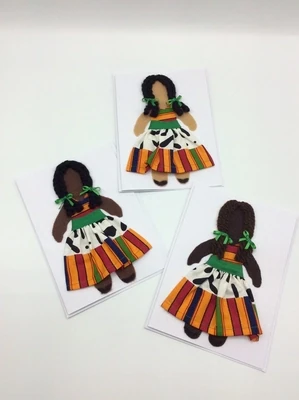 Handmade Notecards, Blank Greeting Cards, Ankara African Fabric, Birthday Cards for Girls  - Mudcloth Green