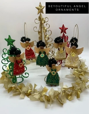 Christmas Tree Ornaments, Gold Jeweled Ornaments - BeYouTiFul Angels Swirl