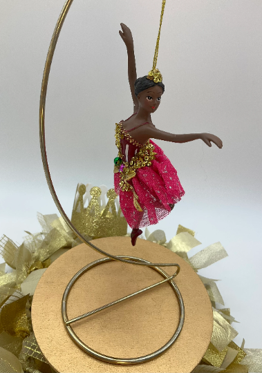Black Ballerina Ornaments, African American Princess Ballerina Ornaments, Nutcracker, Ballet Ornament - Pink and Lavender Ballerina, Which bedazzed Ballerina would you like?: Pink with Tiera