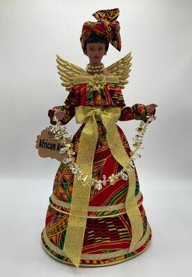 Angel Tree Topper - Ankara Red, Green and Gold