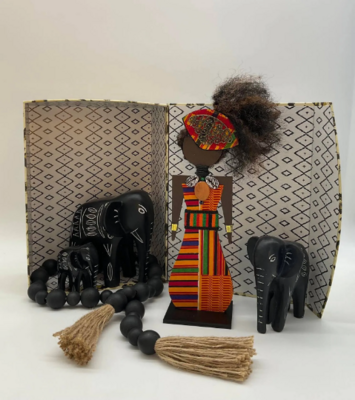 Handcrafted Ethnic Inspired Cut Wood Egyptian Replica Dolls for Home Decor - Kente Mud Cloth