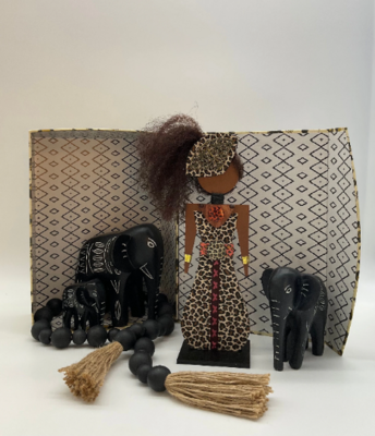 Handcrafted Ethnic Inspired Cut Wood Egyptian Replica Dolls for Home Decor - Animal Ethnic Print