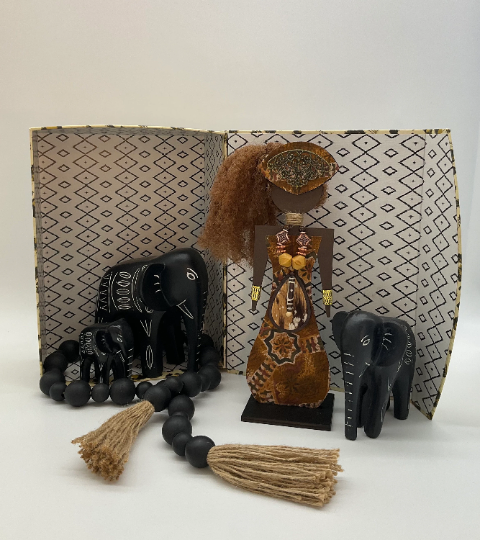 Handcrafted Ethnic Inspired Cut Wood Egyptian Replica Dolls for Home Decor - Animal Ethnic Print, Please select your Egyptian Doll: Spirit Earth