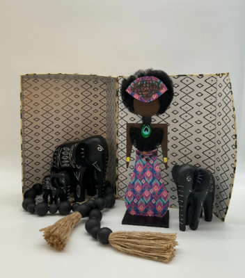 Handcrafted Ethnic Inspired Cut Wood Egyptian Replica Dolls for Home Decor - Modern African Print
