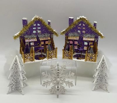 Princess Ballerina House Ornament - African American Ballerina, Putz House - Lavender, Silver and Gold