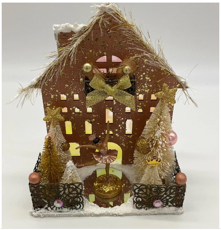 Princess Ballerina House Ornament - Rose Gold - African American Ballerina, Please select your Rose Gold Ballerina House Ornament: Light Complexion