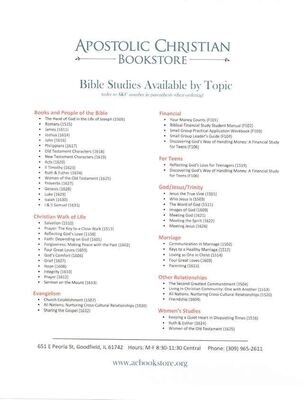 Bible Studies Available by Topic downloadable pdf