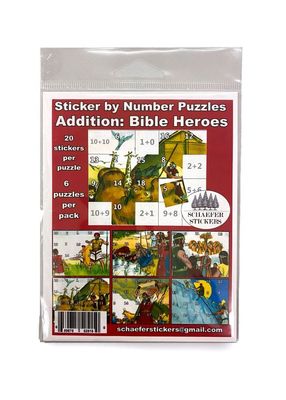 Sticker Puzzle: Addition problems - Bible Heroes