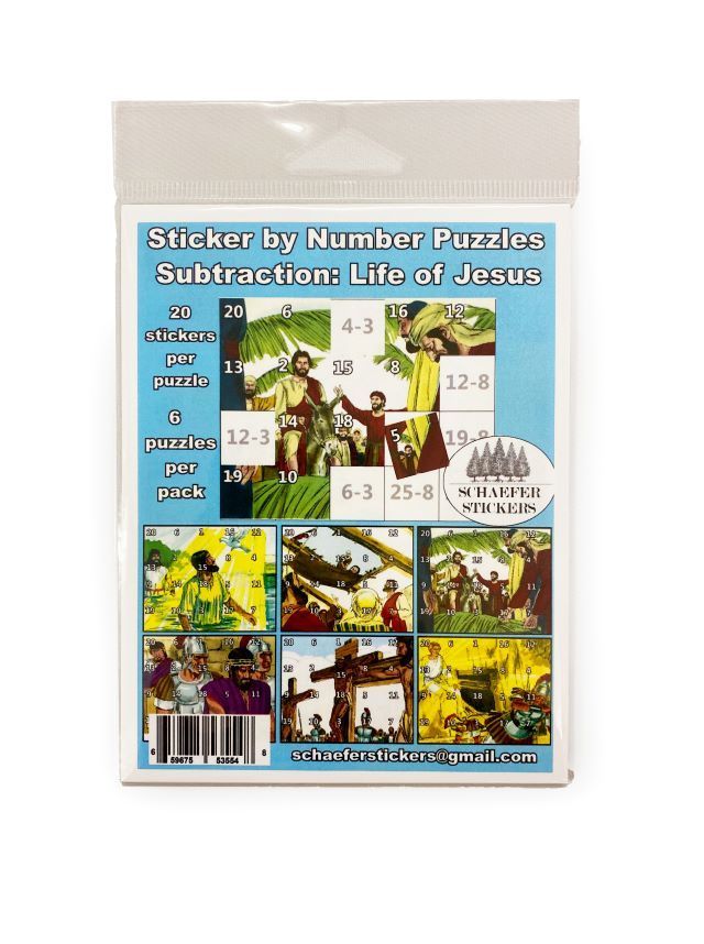 Sticker Puzzle: Subtraction problems - Life of Jesus