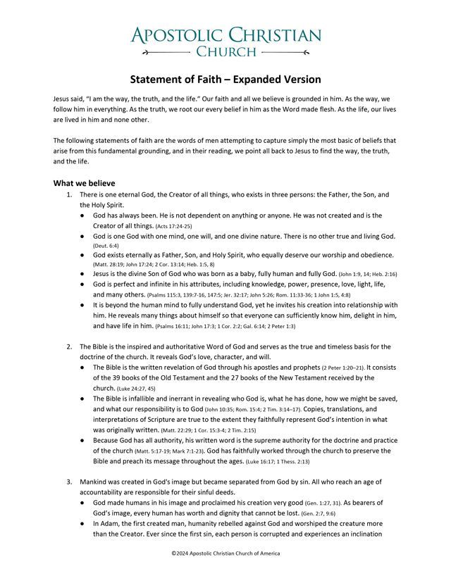 Statement of Faith expanded download