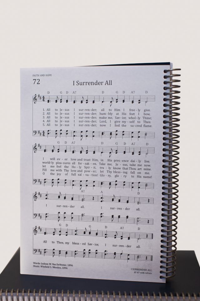 Hymns of Worship, large print, spiral bound with chording