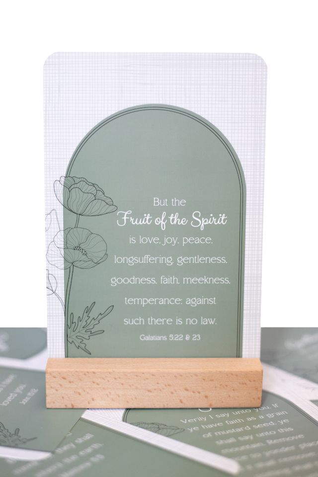 Fruit of the Spirit cards with stand