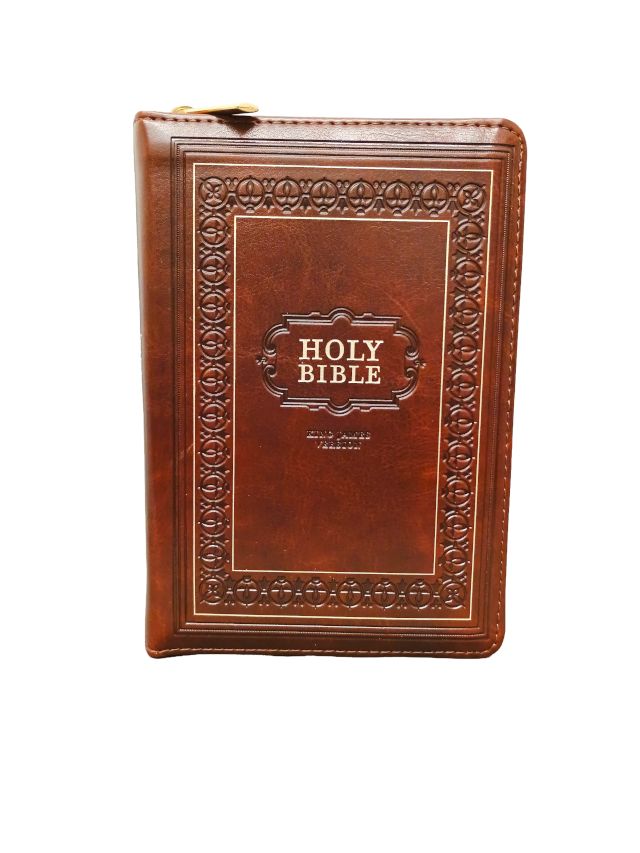 Compact Zippered Travel Bible, Burgundy