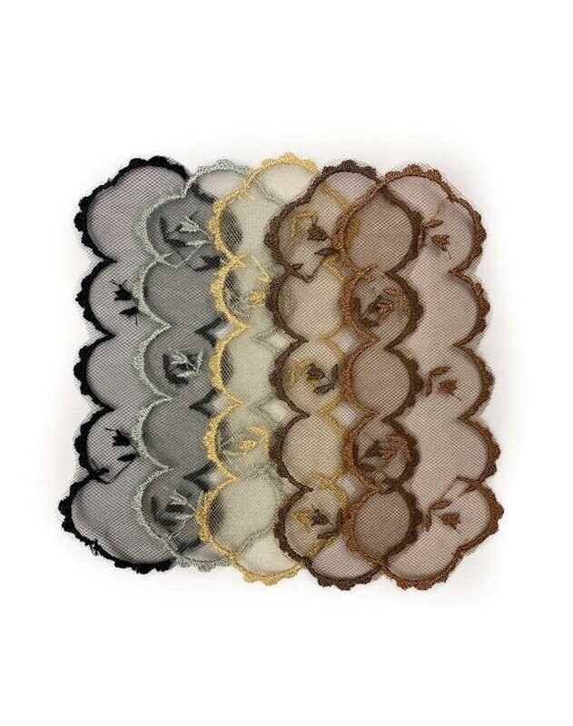 Five Scattered Flowers Net Embroidered Head Covering