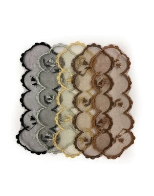 Five Scattered Flowers Net Embroidered Head Covering
