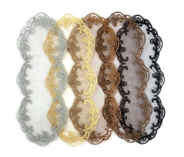 Scrolled Edge Net Embroidered Head Covering