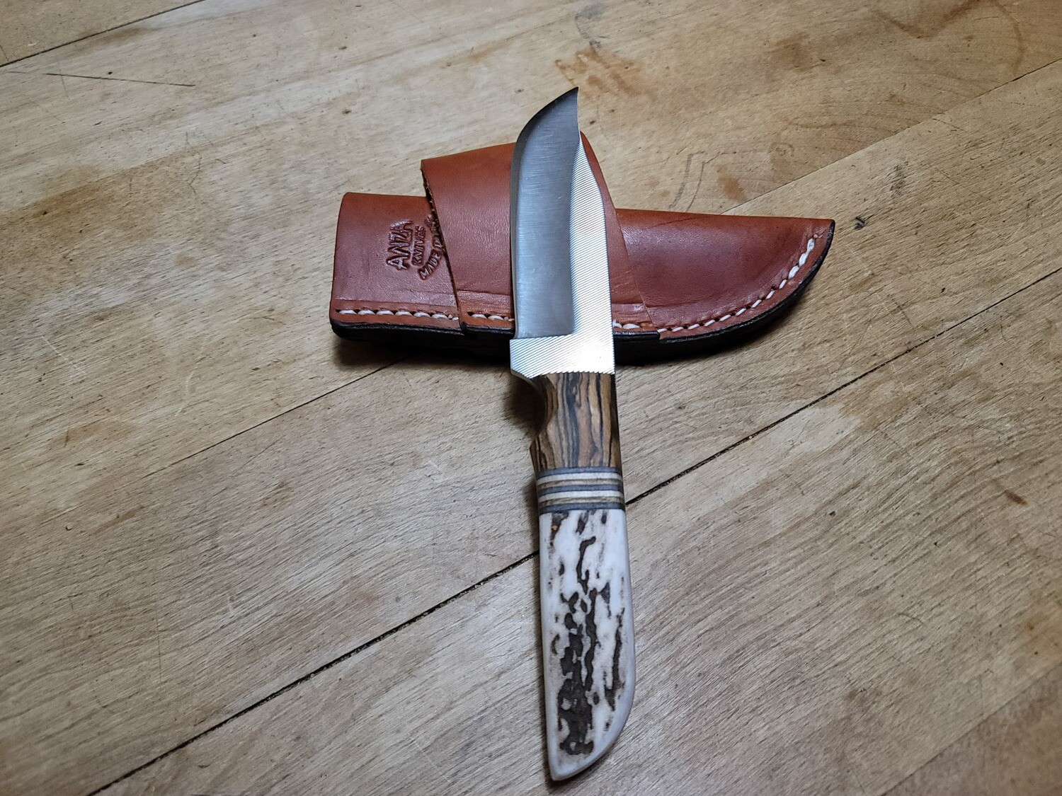 ANZA ELK Bone Handle with Bacote wood and stacked band