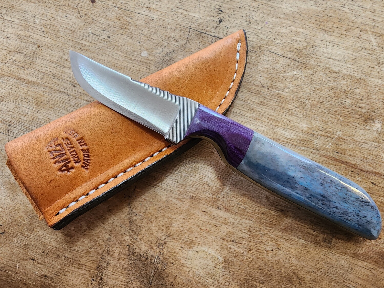 ANZA Stained and Polished Bone/ Purple Heart Handle
