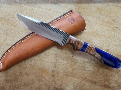 ANZA Polished Maple and Blue Resin Handle, Curevtooth