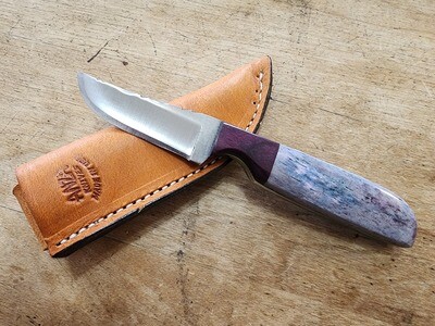 ANZA Small Stained and Polished Bone/ Purple Heart Handle